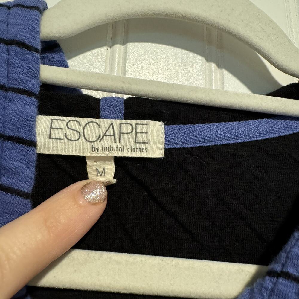 Escape Habitat Blue Striped Cotton Hooded Jacket Size Medium - Picture 4 of 6